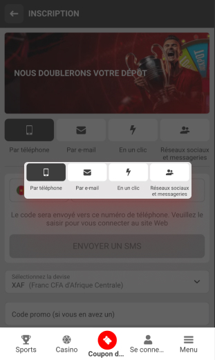 app choisir la méthode d'enregistrement