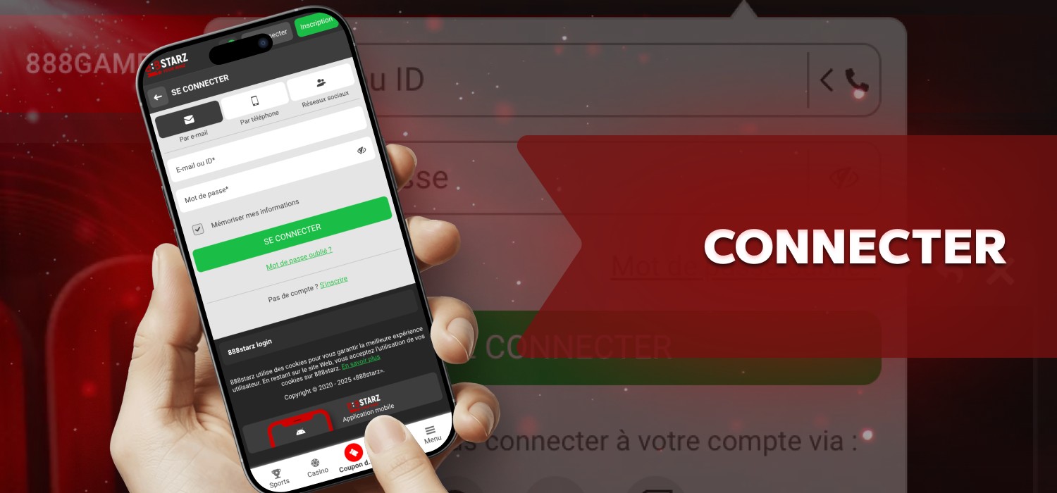 entrer dans le compte via l'application mobile
