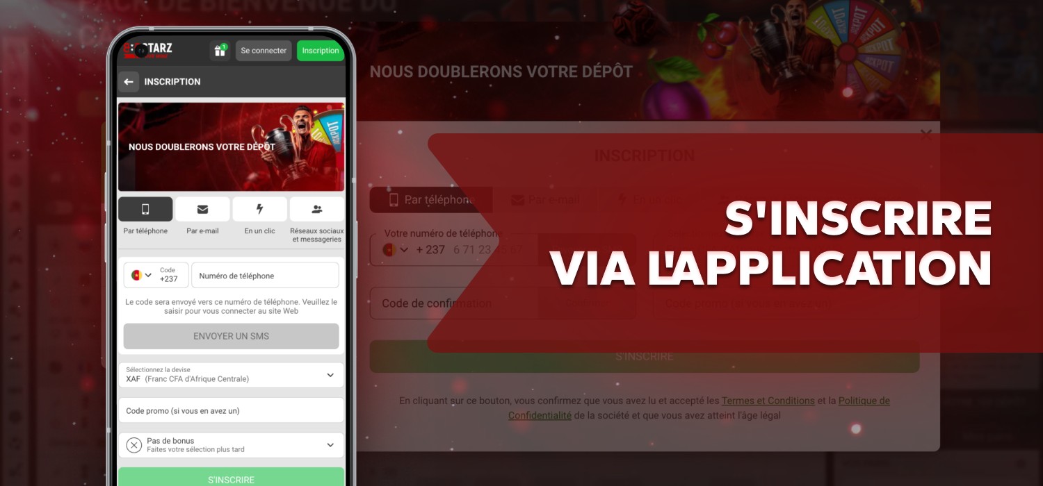 l'inscription via l'application